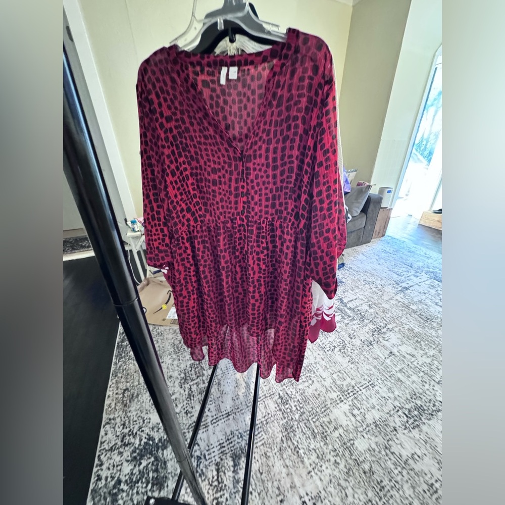 Elegant Red Animal Print Blouse